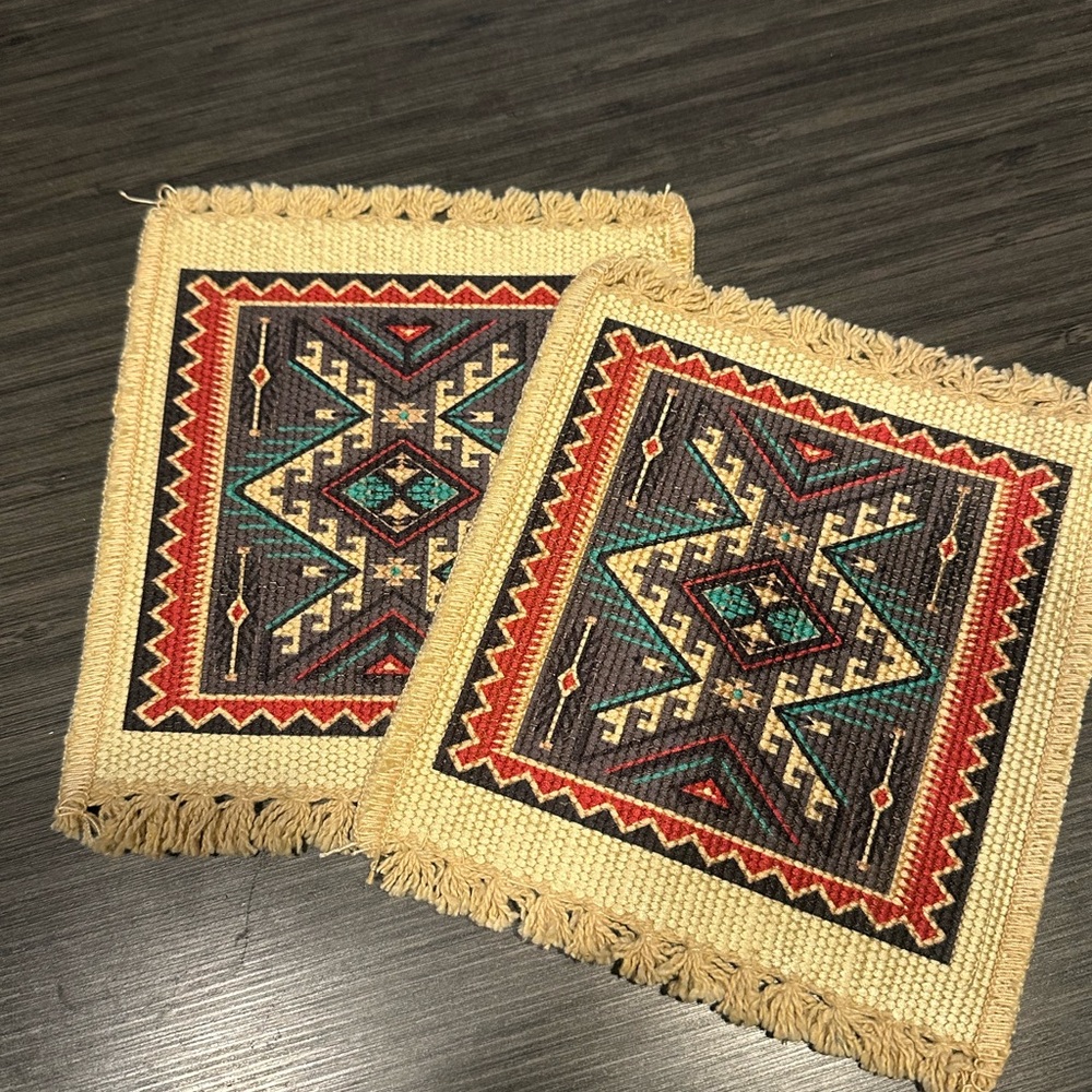 Geometric Patterned Coaster Set - Multicolor - Picture 3 of 5